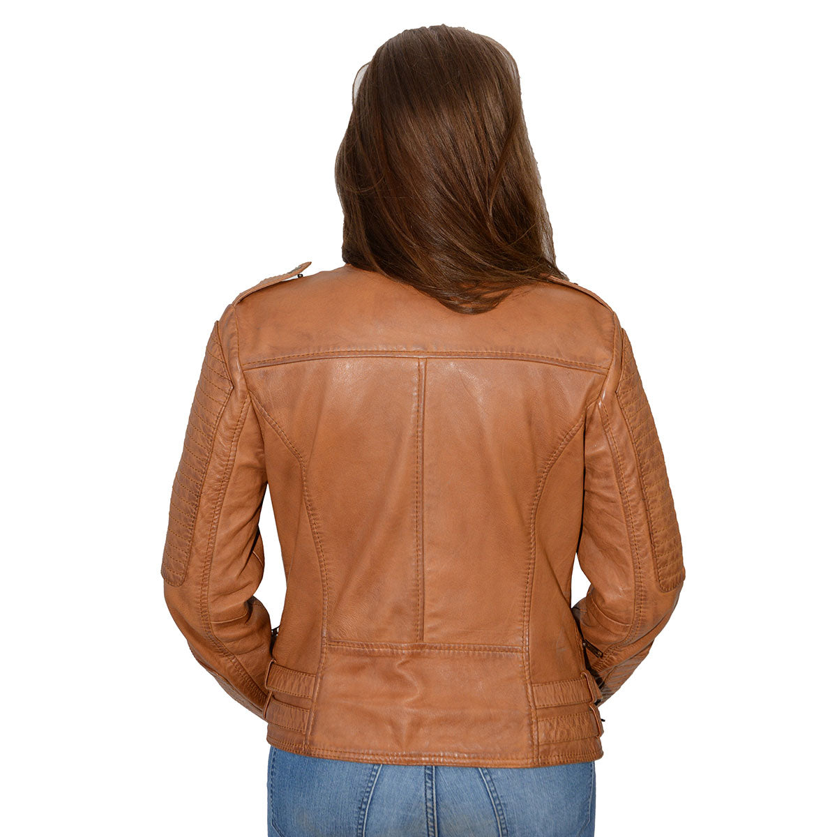 Milwaukee Leather SFL2820 Women's Caramel Color Quilted Lambskin Leather Jacket