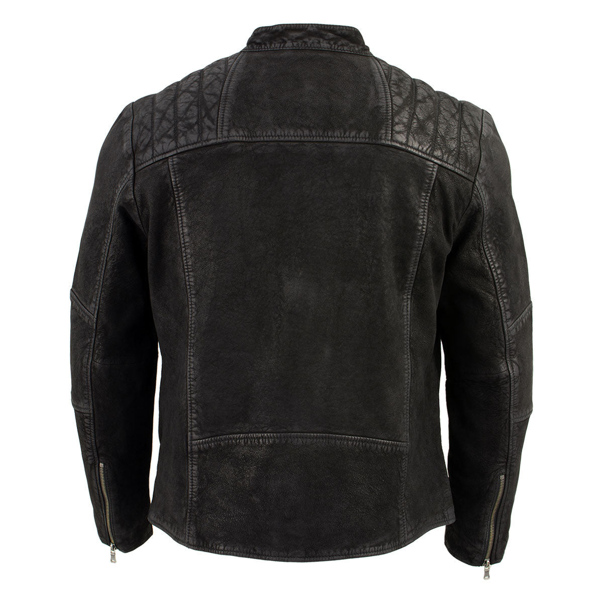 Milwaukee Leather Vintage SFM1801 Men's Black Nubuck Leather Zipper Front Motorcycle Style Fashion Jacket