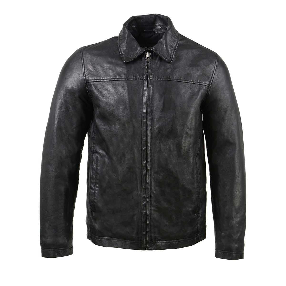 Milwaukee Leather Vintage SFM1804 Men's Classic Black Zipper Front Jacket with Shirt Collar