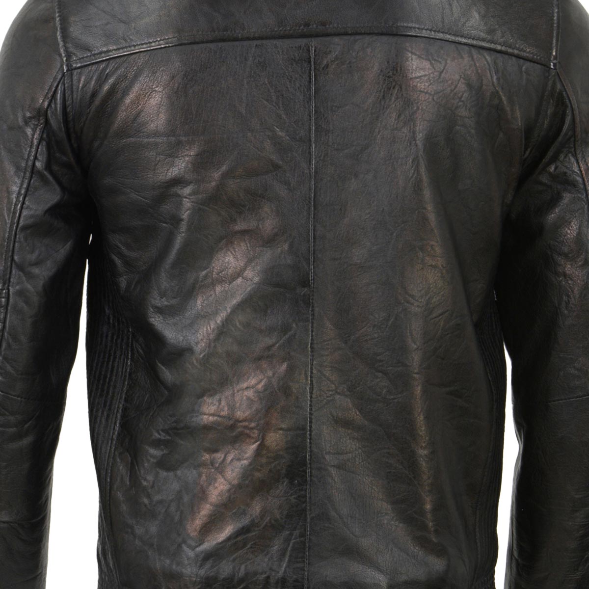 Milwaukee Leather SFM1809 Men's Two-Tone Euro Collar Cafe Style Leather Jacket