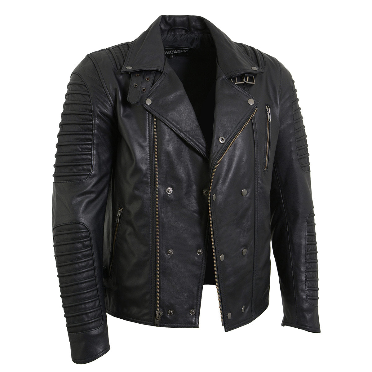 Milwaukee Leather SFM1885 Men's Black Leather Fashion Jacket with Piping Design