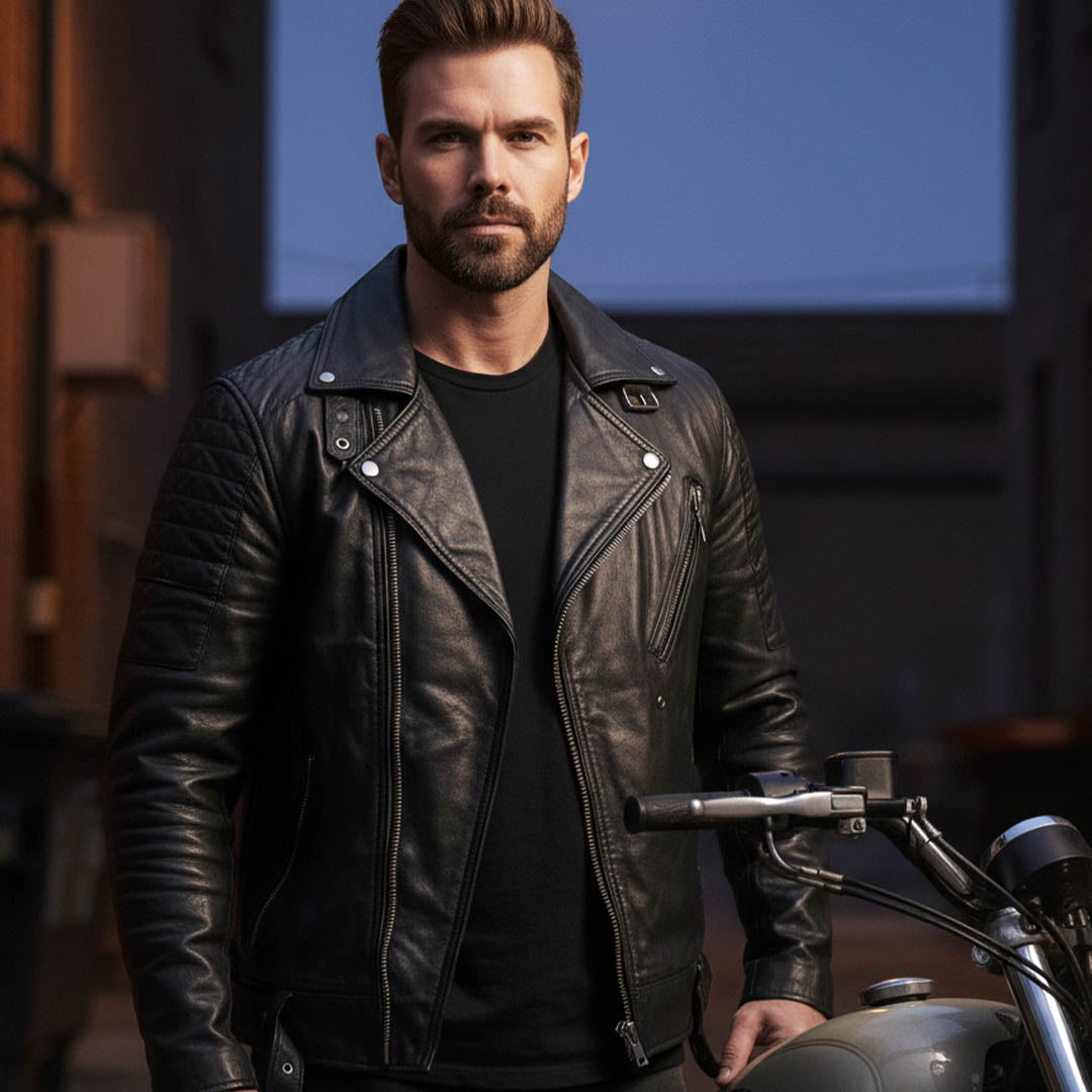 Milwaukee Leather SFM1885 Men's Black Leather Fashion Jacket with Piping Design