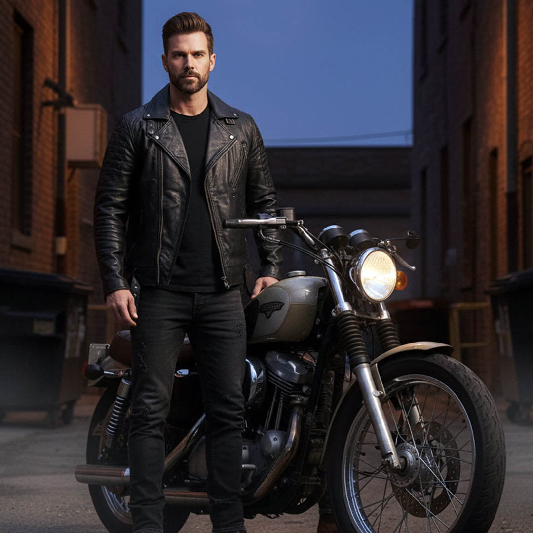 Milwaukee Leather SFM1885 Men's Black Leather Fashion Jacket with Piping Design