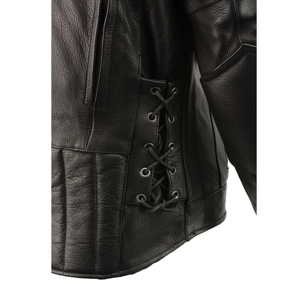 Milwaukee Leather SH1010 Men's 'Scooter' Black Vented Leather Jacket with Side Laces