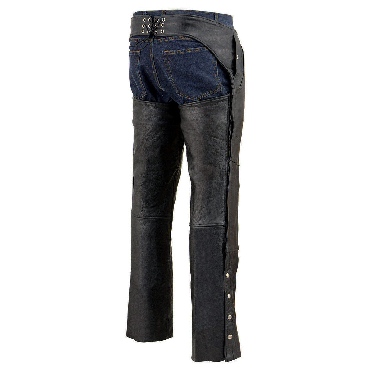 Milwaukee Leather Chaps for Men's Black Leather 4-Pockets - Snap Out Thermal Lined Motorcycle Riders Chap - SH1191C