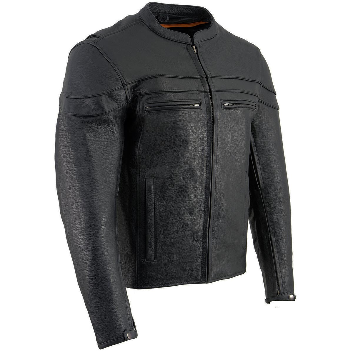 Milwaukee Leather SH1408 Men's Sporty Crossover Vented Black Leather Scooter Jacket