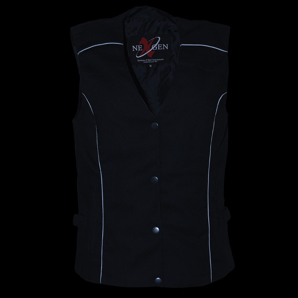 Milwaukee Leather SH1955 Ladies Black and Red Textile Vest with Wing Embroidery