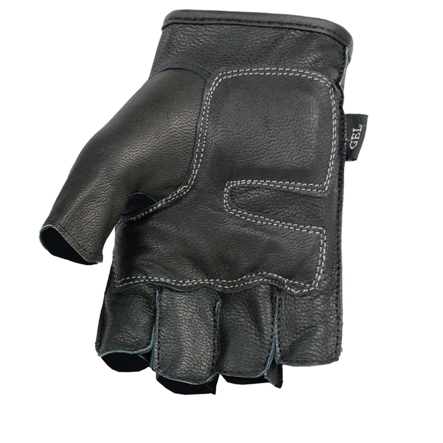 Milwaukee Leather SH198 Men's Black-Red Gel Palm Fingerless Motorcycle Gloves with Red Flame Embroidery