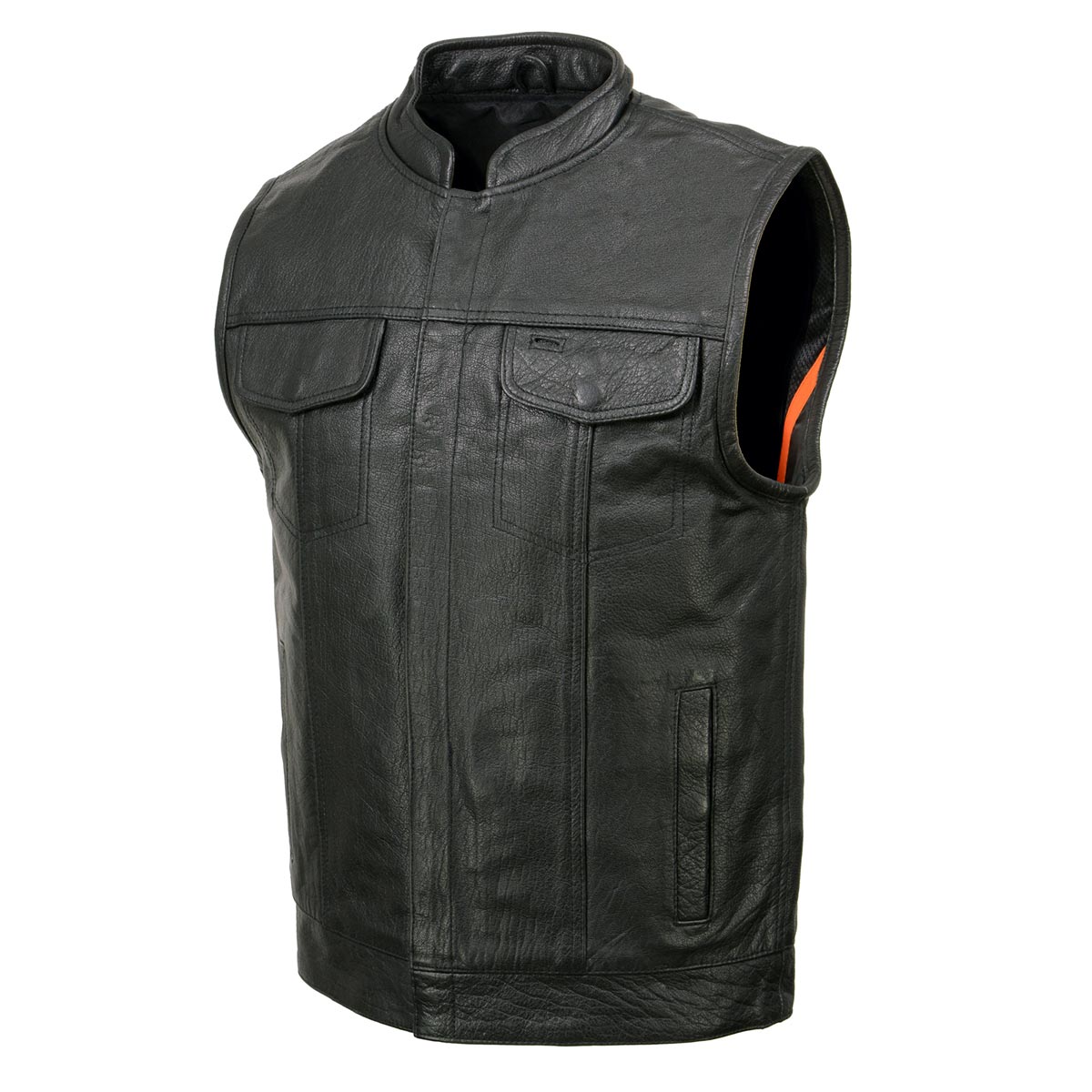 Milwaukee Leather SH2036 Men's Black Club Style' Open Neck Leather Vest