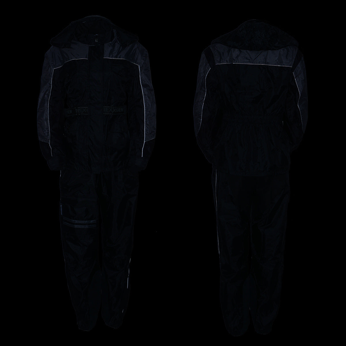 NexGen Ladies SH204901 Black and Grey Armored and Hooded Water Proof Rain Suit