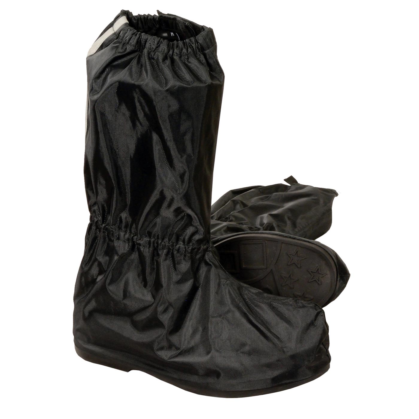 Milwaukee Leather Men's Rain Boot Covers - Waterproof 1200D Nylon Overshoes with Hard Sole and Reflective Piping