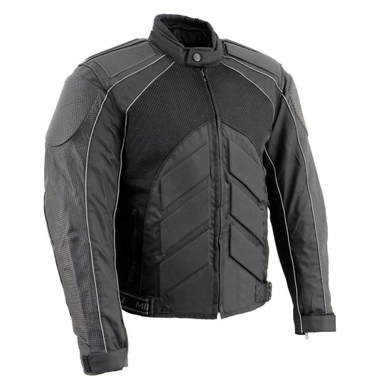 NexGen SH2153 Men's Black and Blue CE Armored Motorcycle Textile and Leather Combo Jacket