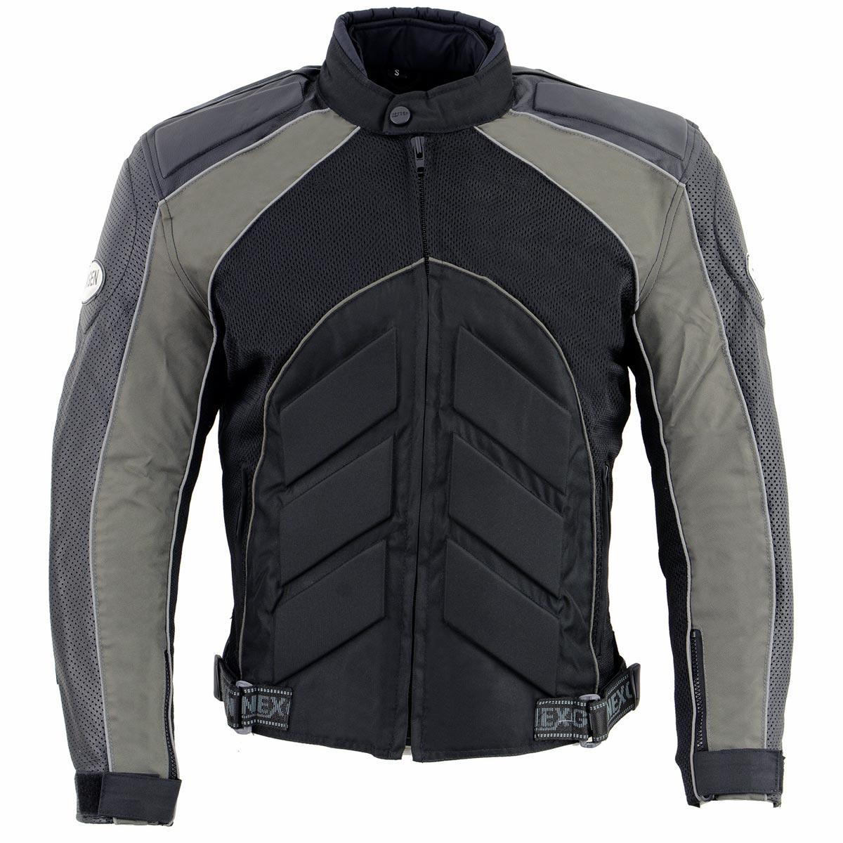 Nexgen Riding Jacket NexGen SH2153 Men's Black and Grey Armored Moto Textile and Leather Co ...