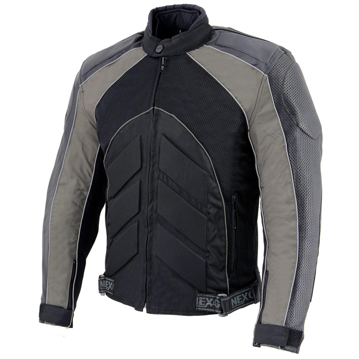 Nexgen Riding Jacket NexGen SH2153 Men's Black and Grey Armored Moto Textile and Leather Co ...