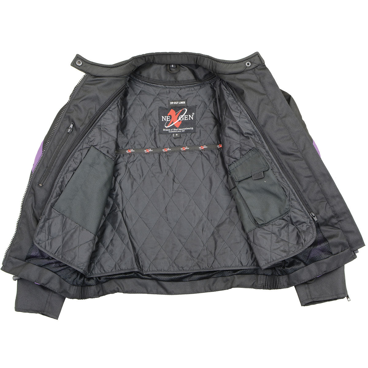 Nexgen SH2188 Women's Black and Orange Textile Motorcycle Riding Jacket with Side Stretch and Lacing