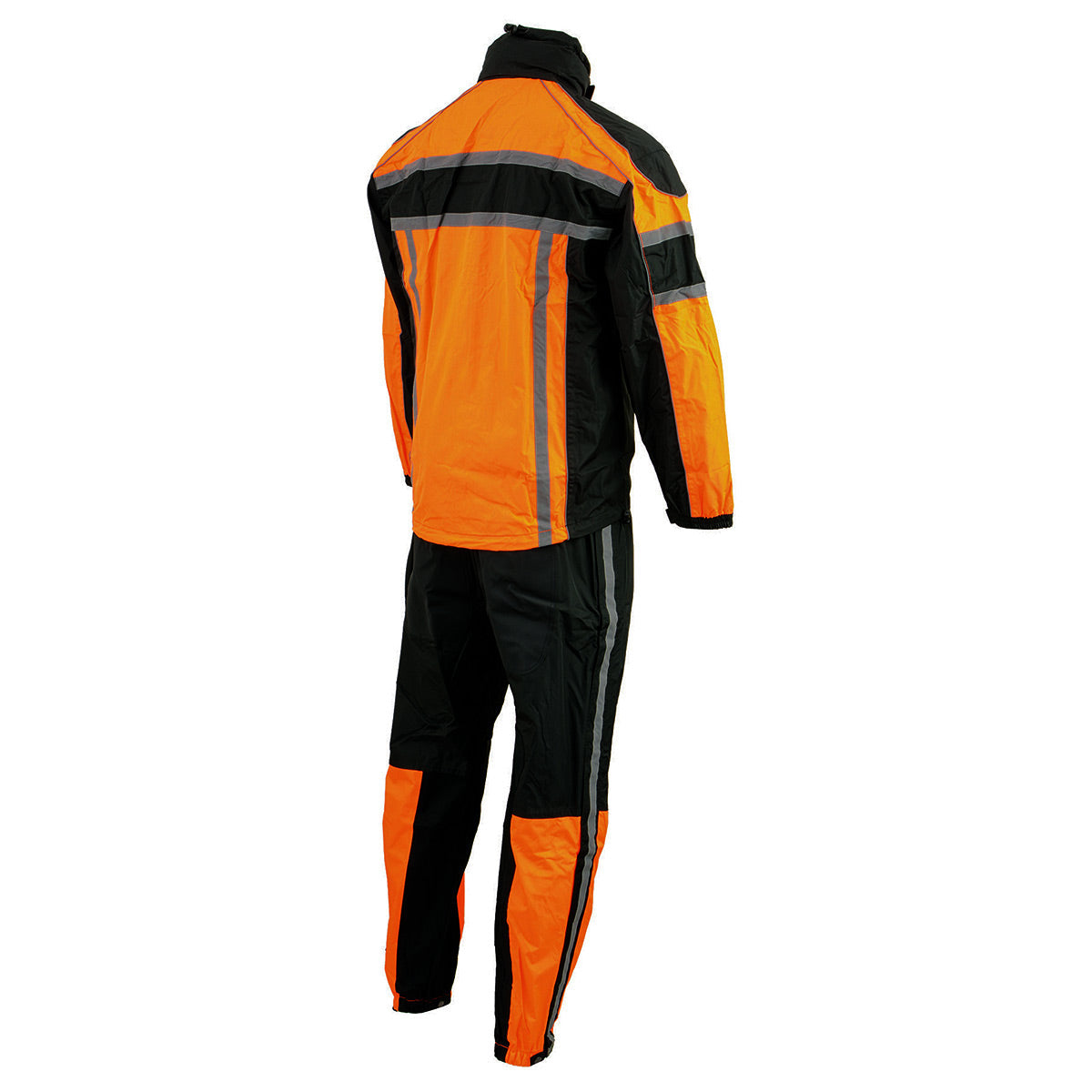 Milwaukee Leather SH233102 Men's Black and Orange Water Resistant Rain Suit with Reflective Tape