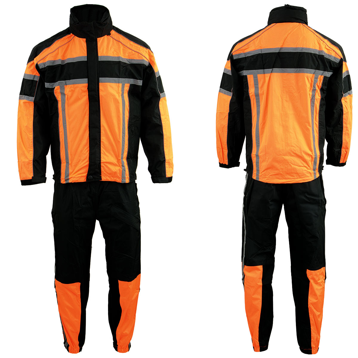 Milwaukee Leather SH233102 Men's Black and Orange Water Resistant Rain Suit with Reflective Tape