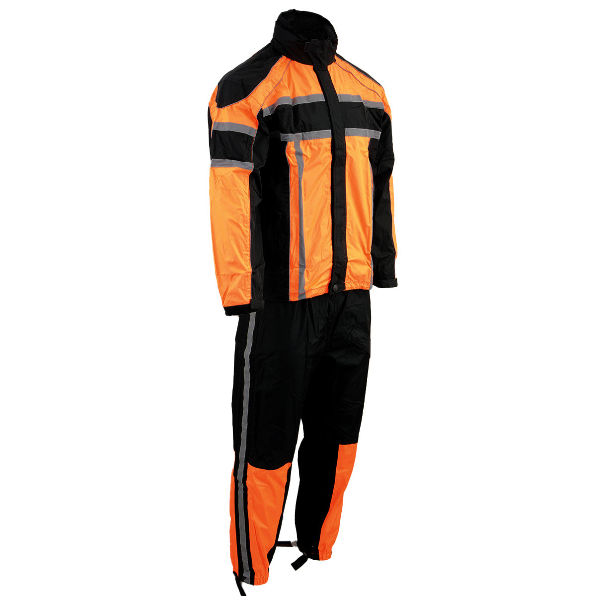 Milwaukee Leather SH233102 Men's Black and Orange Water Resistant Rain Suit with Reflective Tape