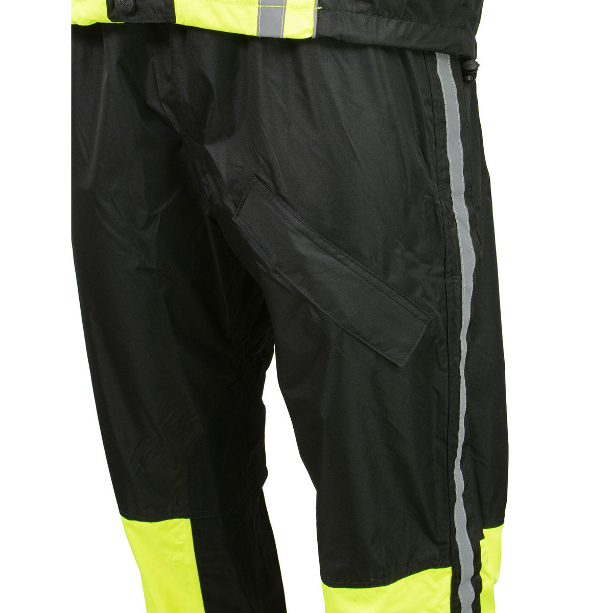 NexGen SH233113 Men's Black and Neon Green Water Resistant Motorcycle-Outdoors Rain Suit with Reflective Tape