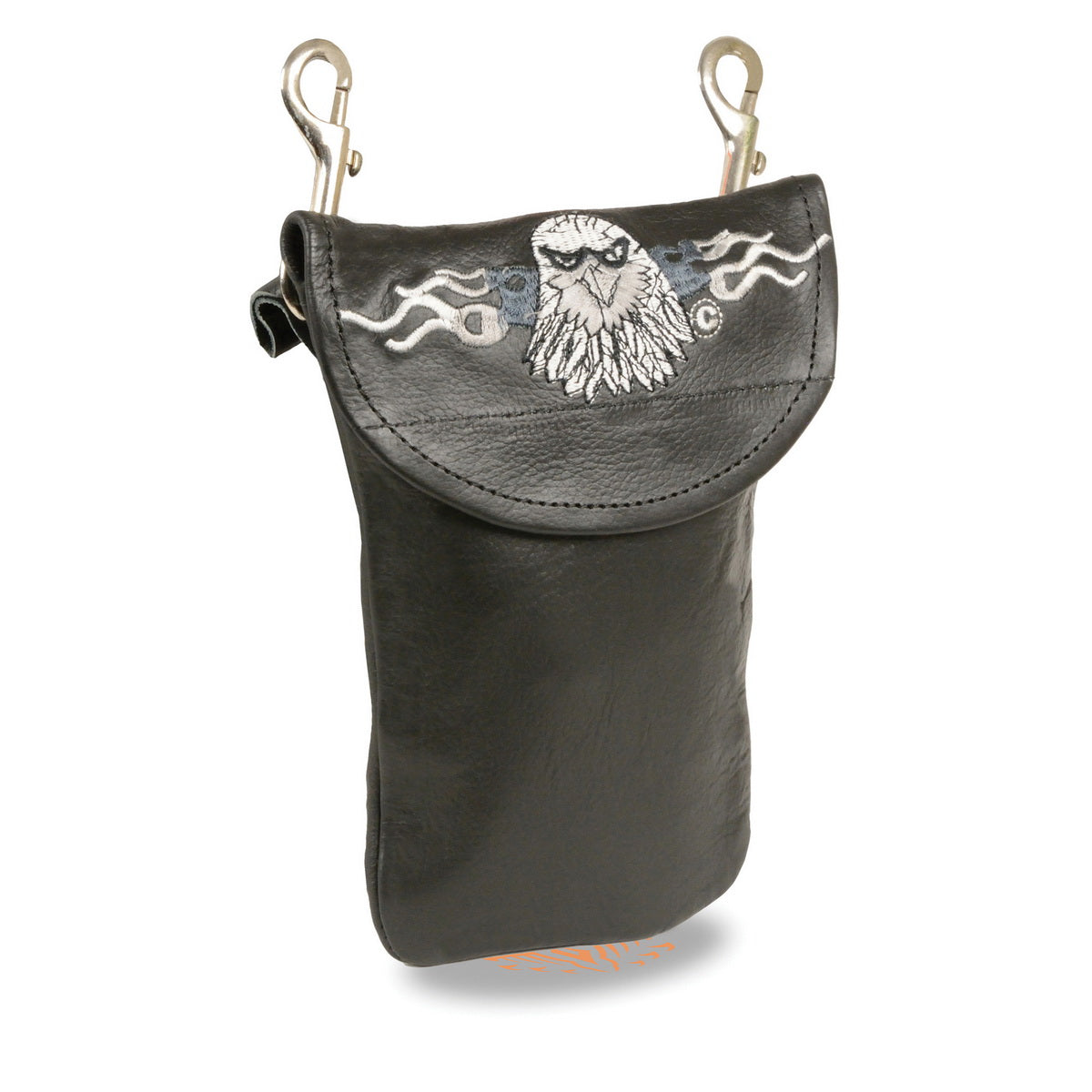 Milwaukee Leather SH506E Unisex Leather Belt Bag with ‘Eagle Head’ Embroidery