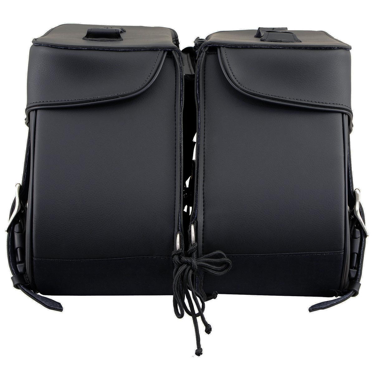 Milwaukee Leather SH55101ZB Black 3 Strap Zip-Off Motorcycle Saddlebags