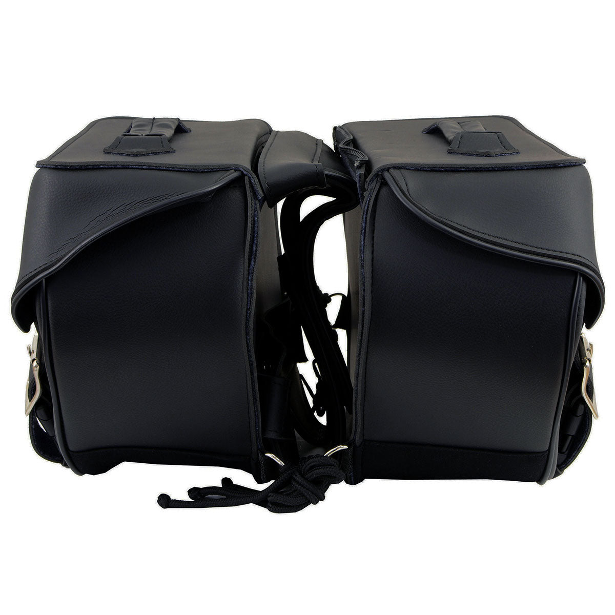 Milwaukee Leather SH55103ZB Zip Off Black Plain PVC Three Strap Motorcycle Saddlebags