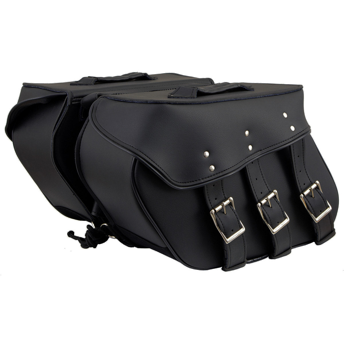 Milwaukee Leather SH55103ZB Zip Off Black Plain PVC Three Strap Motorcycle Saddlebags