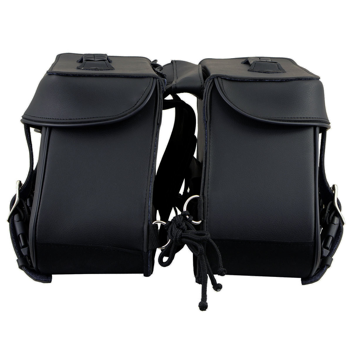 Milwaukee Leather SH55103ZB Zip Off Black Plain PVC Three Strap Motorcycle Saddlebags