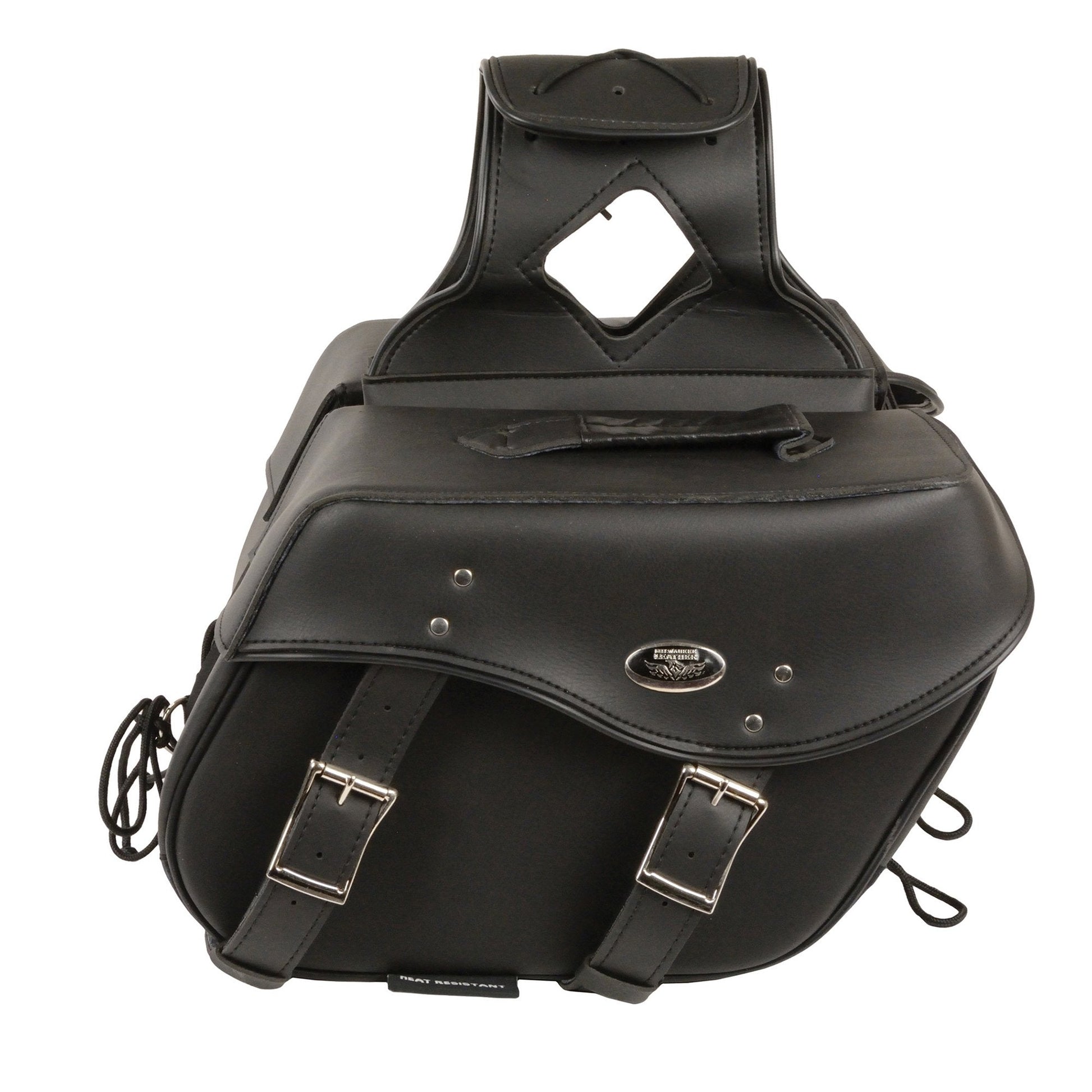 Milwaukee Leather SH55303ZB Black Medium Zip-Off PVC Throw Over Motorcycle Saddle Bag