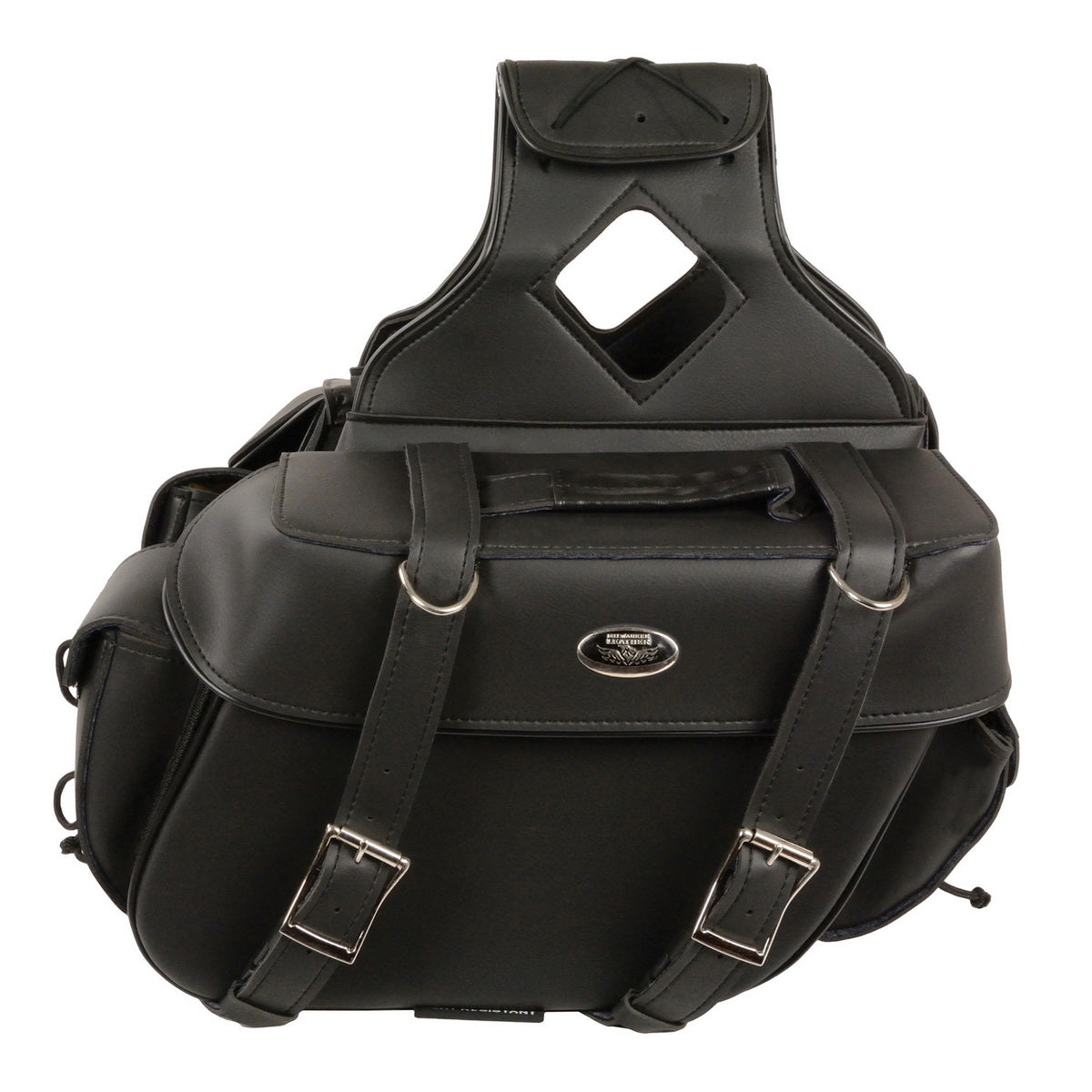 Milwaukee Leather SH57403ZB Black Medium Zip-Off PVC Throw Over Motorcycle Saddlebags