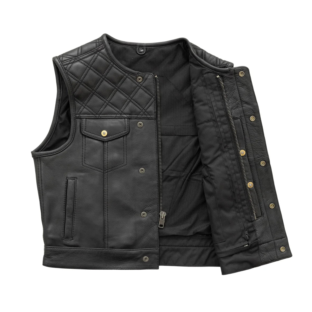 Shell Shock Men's Motorcycle Leather Vest (limited edition) Men's Leather Vest First Manufacturing Company   