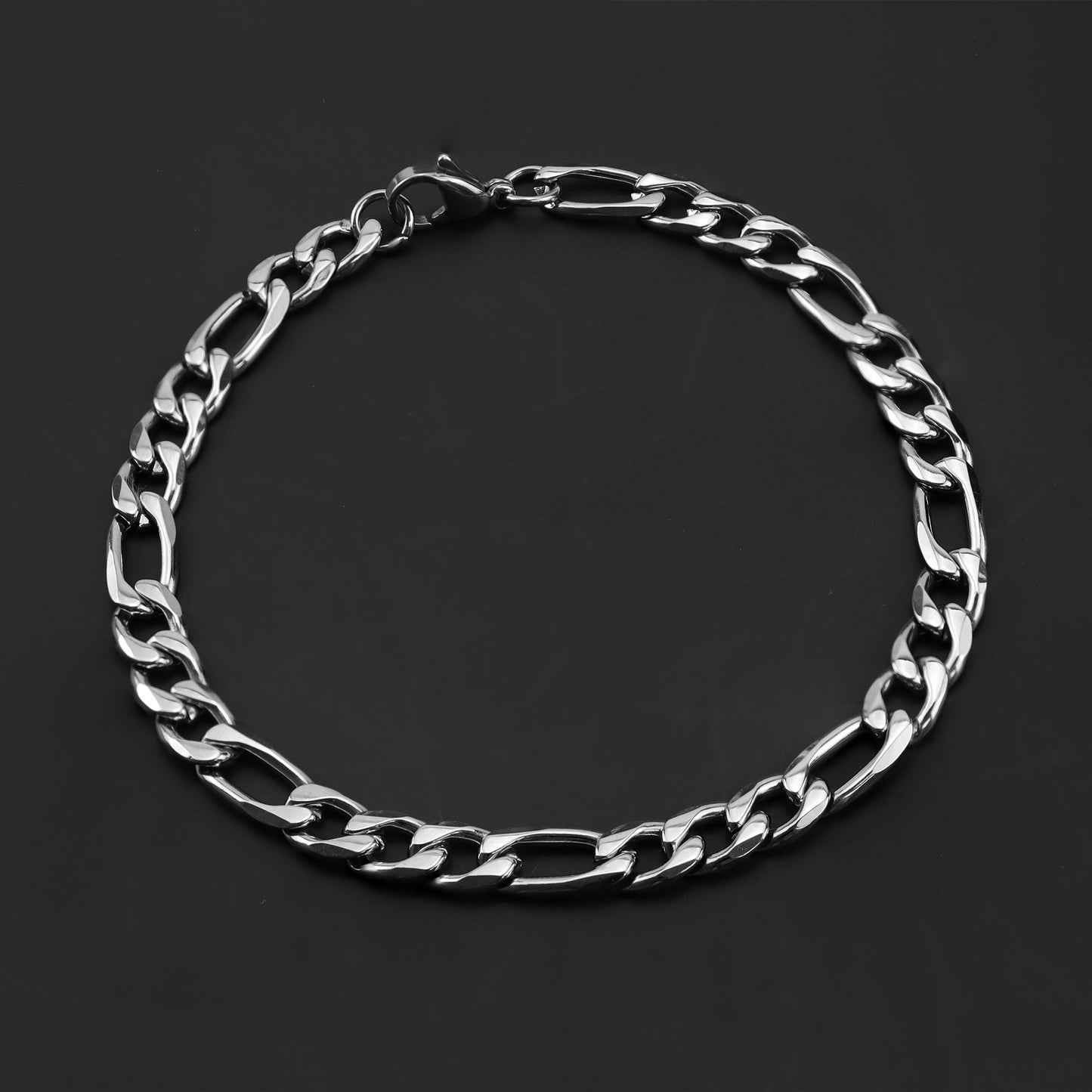 Stainless Steel Figaro Chain Bracelet