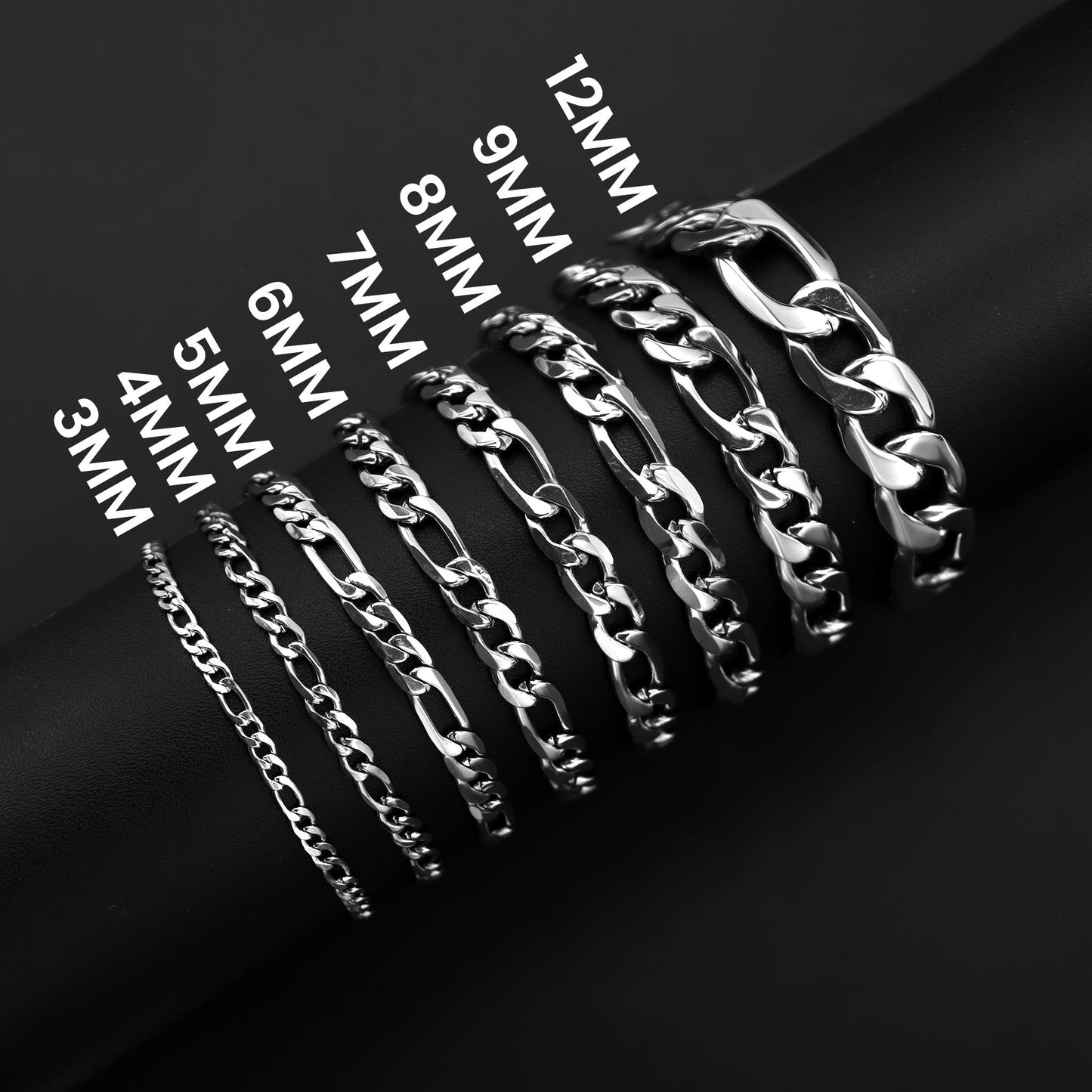 Stainless Steel Figaro Chain Bracelet