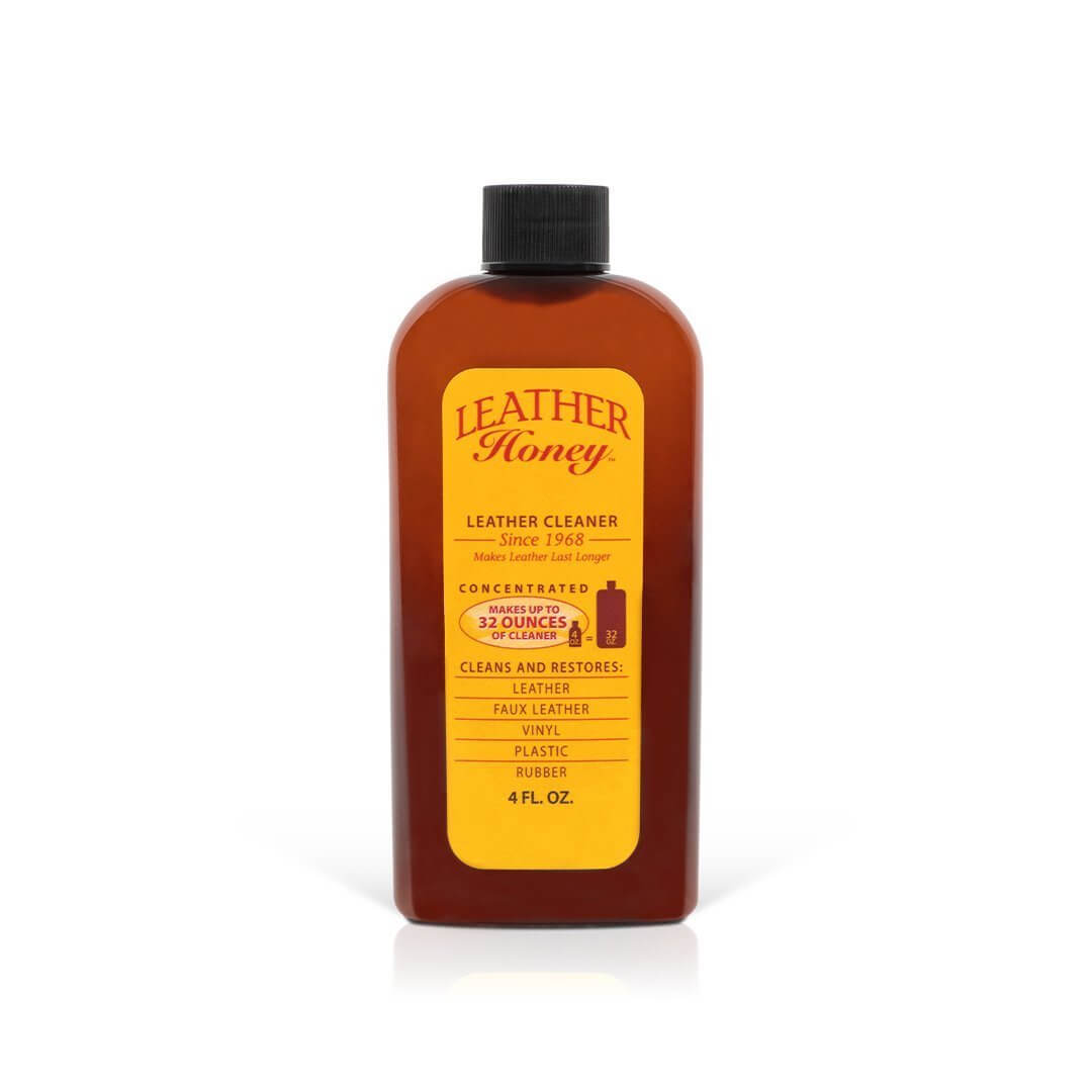 Bottle of Leather Honey leather cleaner on a white background
