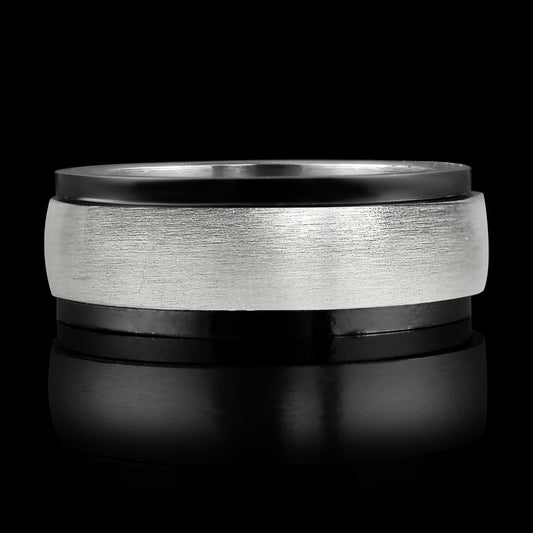 Polished Stainless Steel & Black Spinner Ring