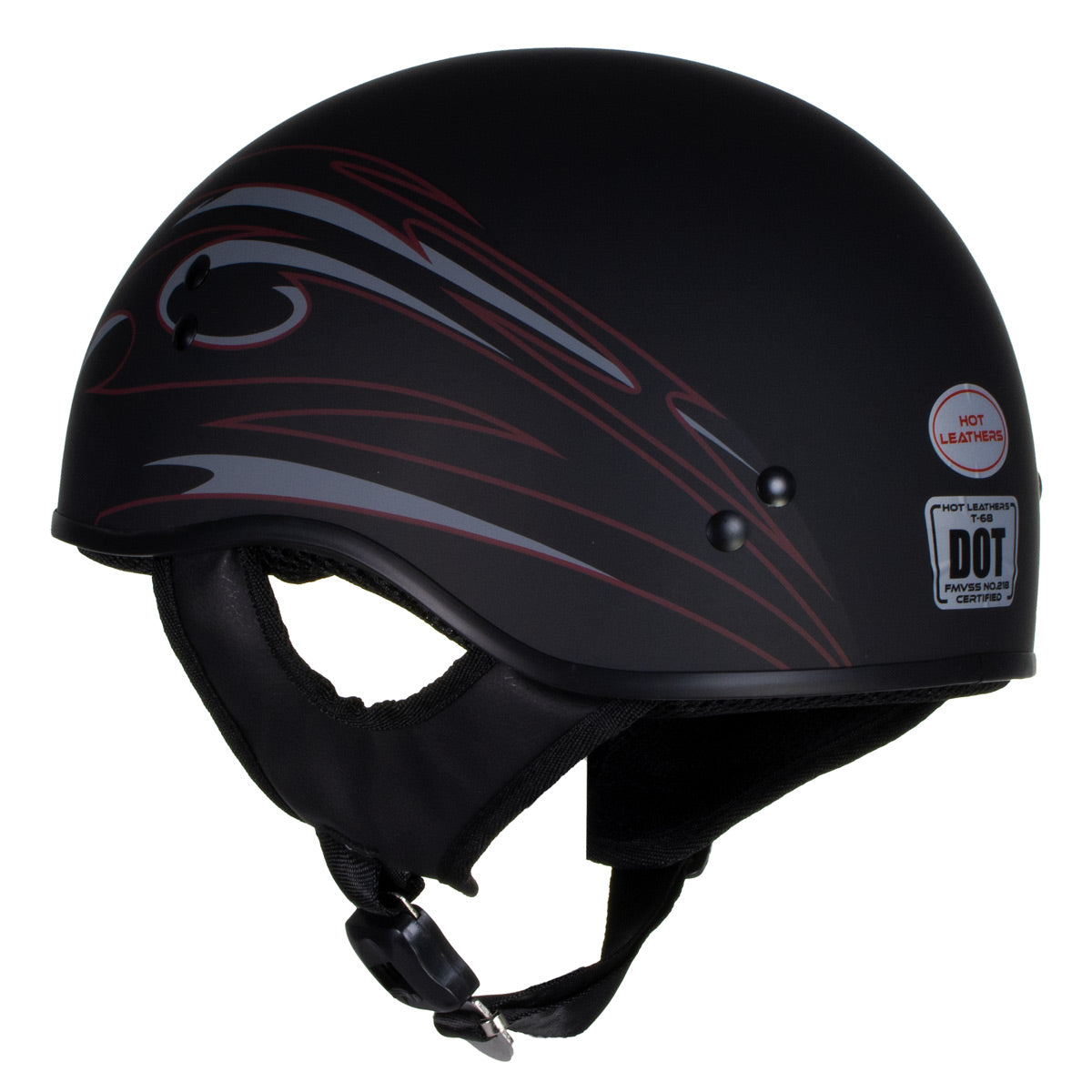 dot approved leather motorcycle helmet Hot Leathers HLD1006 Black Out Eagle Skull Cap Half Bikers Suitable for use with goggles DOT Approved Daytona Cruiser Open