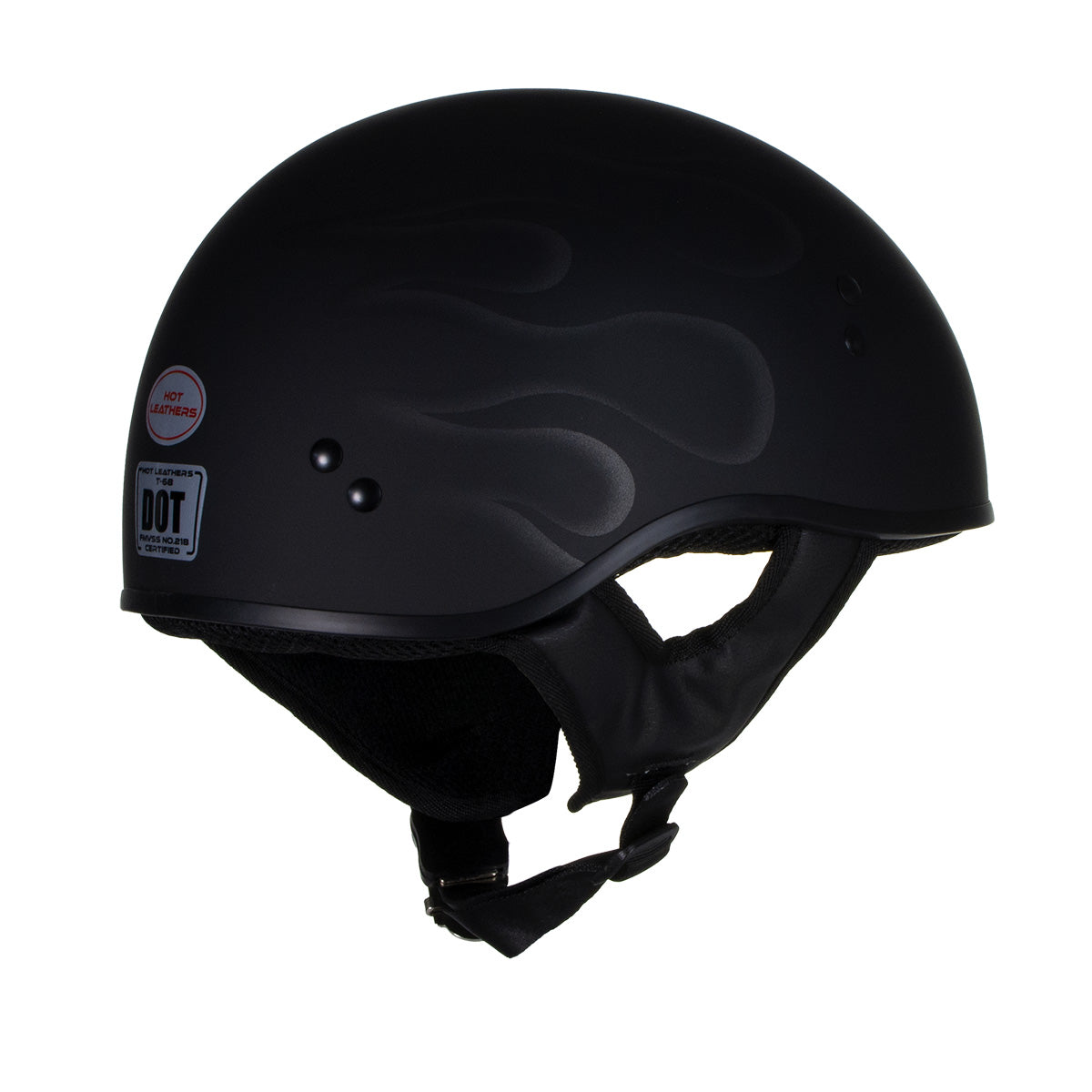 flat back motorcycle helmet with dot Hot Leathers T68 'Type-1' Flat Black Motorcycle DOT Skull Cap Helmet