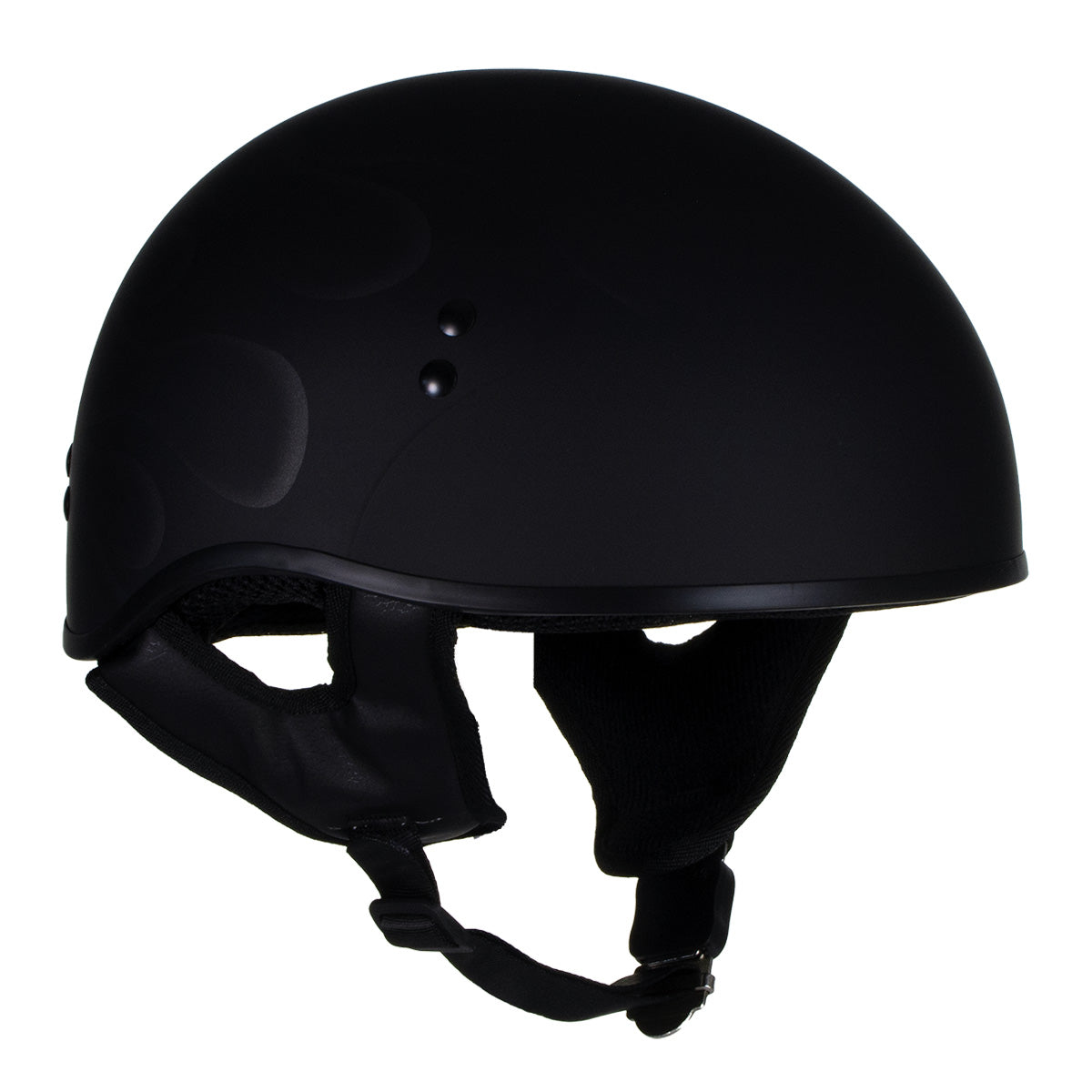Hot Leathers HLT68 Type-1 Flat Black Flames Motorcycle DOT Approved Skull Cap Half Helmet
