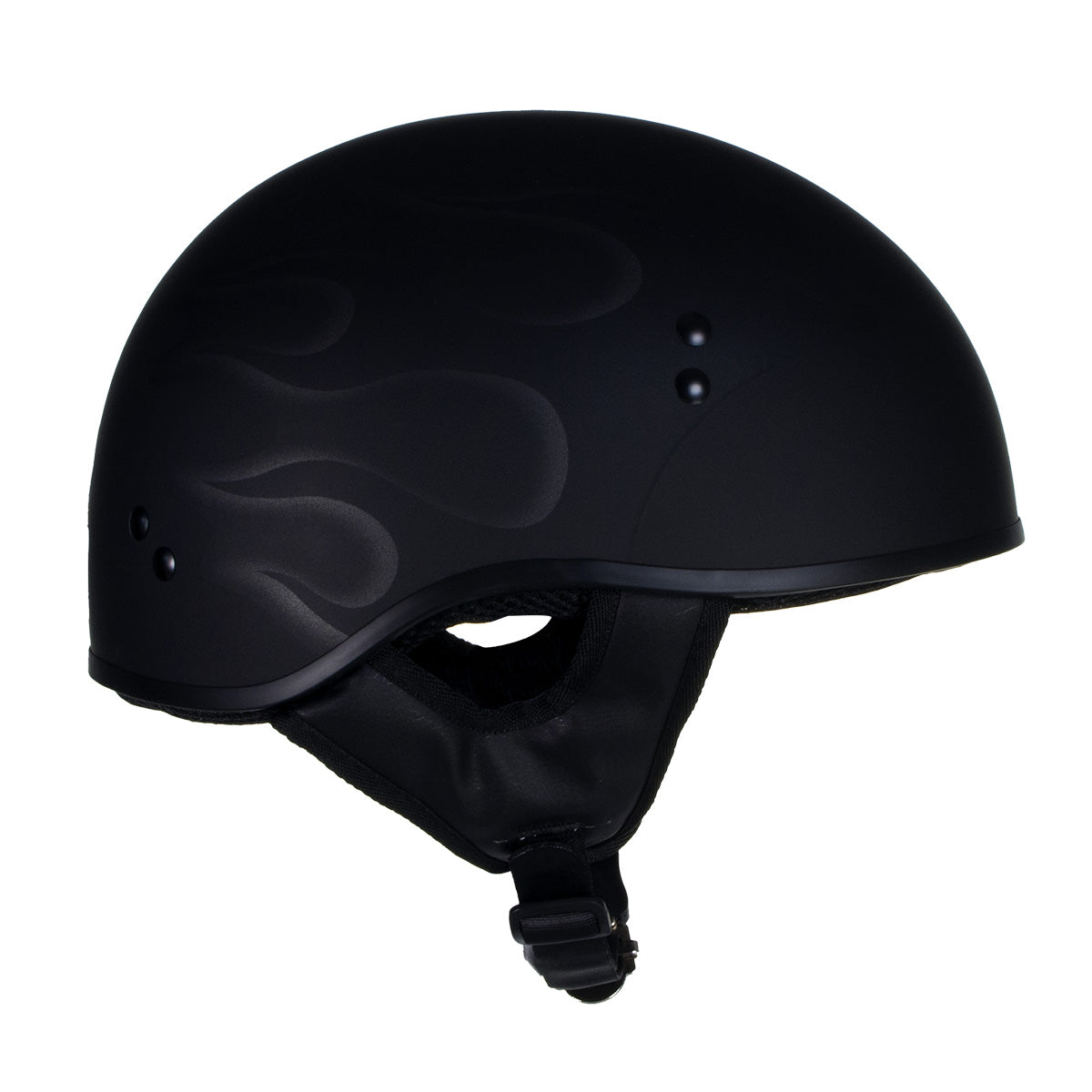 black motorcycle helmet hot heat Hot Leathers T68 'Type-1' Flat Black Motorcycle DOT Skull Cap Helmet