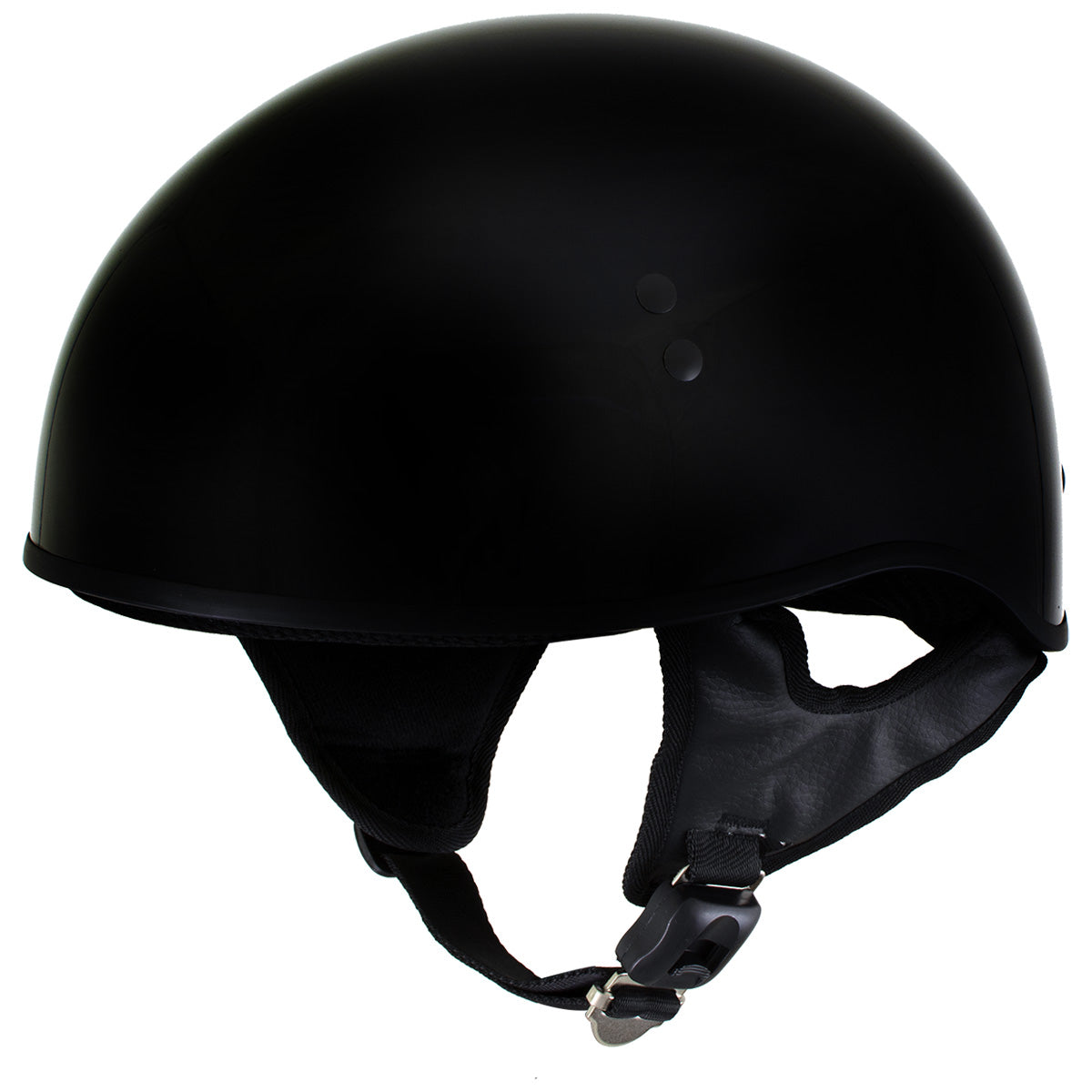 Hot Leathers HLT68 Gloss Black 'The O.G.' Advanced DOT Skull Cap Motorcycle Half Helmet for Men and Women Biker