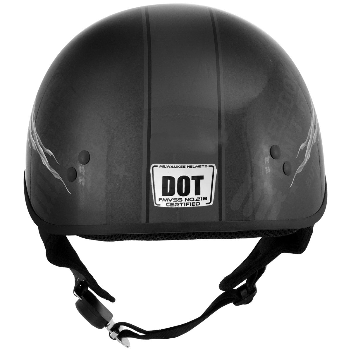 Milwaukee Helmets T70 Freedom Skulls Black Glossy Motorcycle DOT Approved Skull Cap Half Helmet Biker Black / 2X-Large