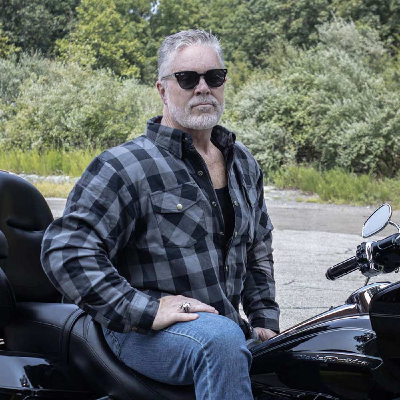Milwaukee Leather MPM1630 Men's 'Asphalt Shield - Hoya' Plaid Flannel Biker Shirt w/ CE Armor - Reinforced w/ Aramid Fibers