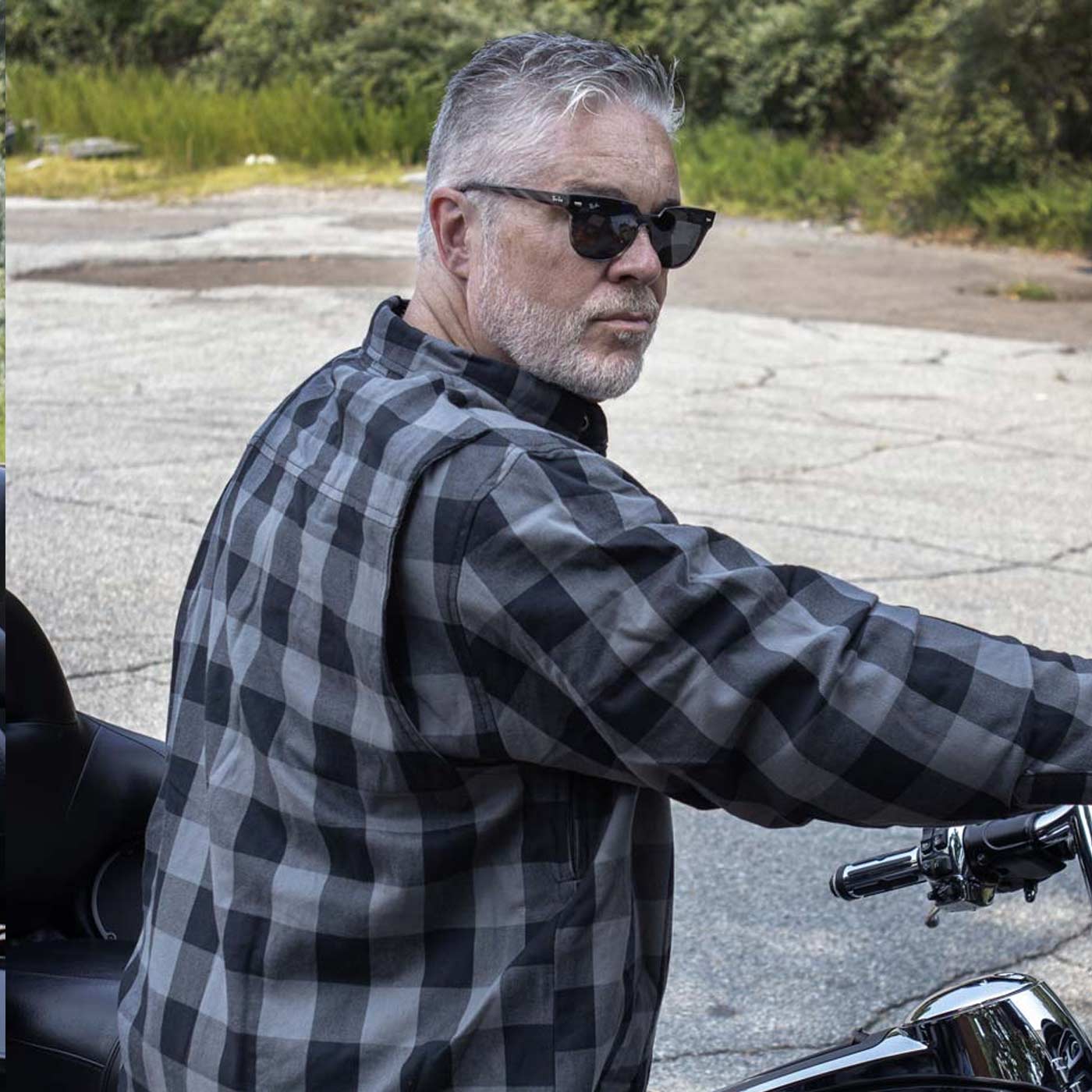 Milwaukee Leather MPM1630 Men's 'Asphalt Shield - Hoya' Plaid Flannel Biker Shirt w/ CE Armor - Reinforced w/ Aramid Fibers