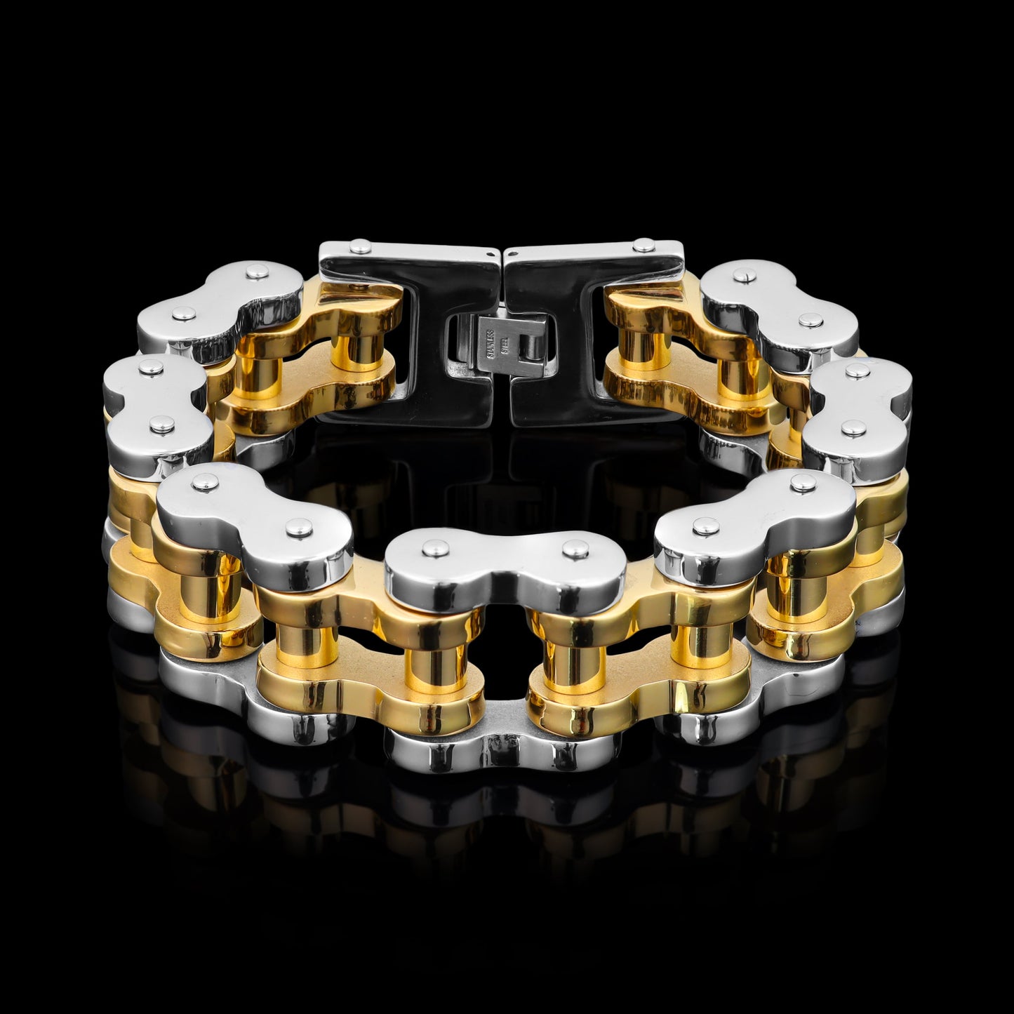 18K Gold PVD Coated Stainless Steel Bike Chain Bracelet