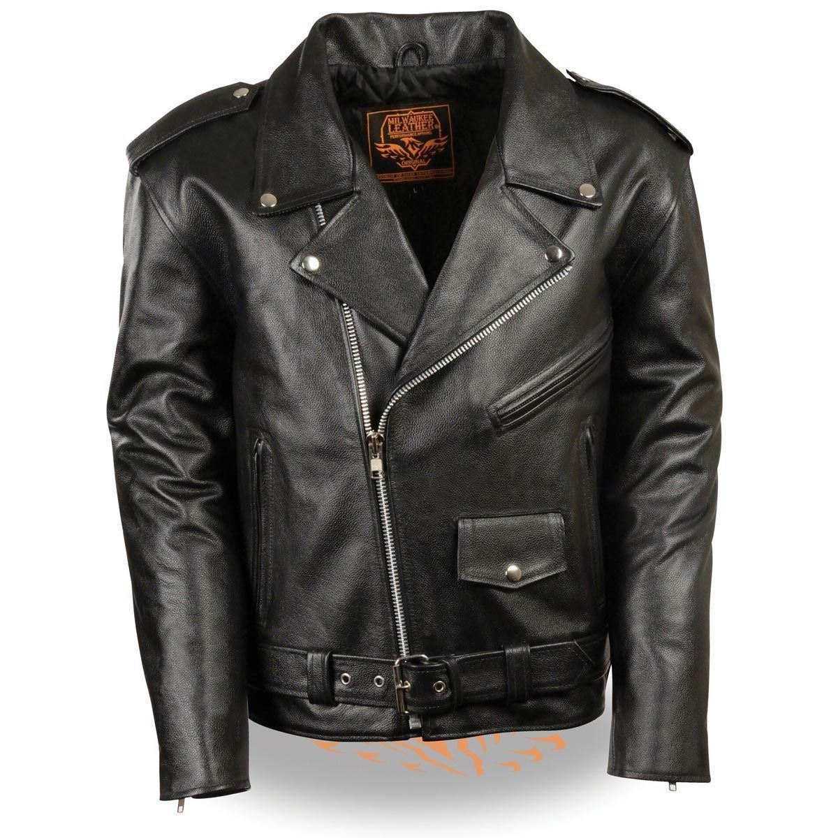 Milwaukee Leather LKM1781 Men's The Legend Classic Black Premium Leather Motorcycle Jacket w/ Quilted Liner