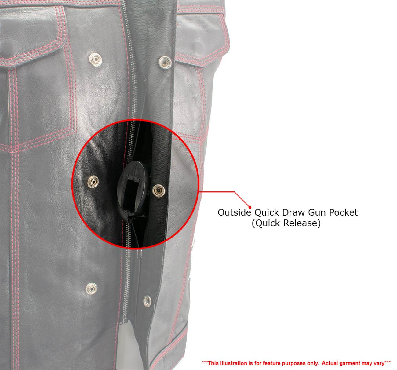 Milwaukee Leather Men's Redline Ledger Club‑Style Motorcycle Premium Leather Vest w/ Red Stitching LKM3788