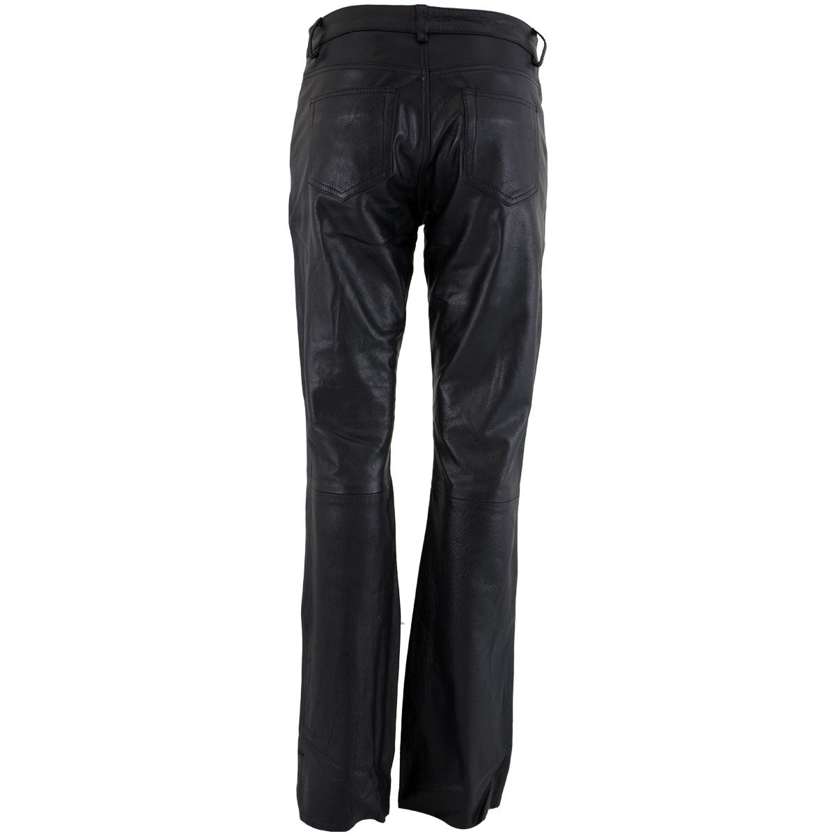 Milwaukee Leather LKM5719 Women's Black Buffalo Leather Motorcycle Riding Pants, Boot Cut, Unhemmed