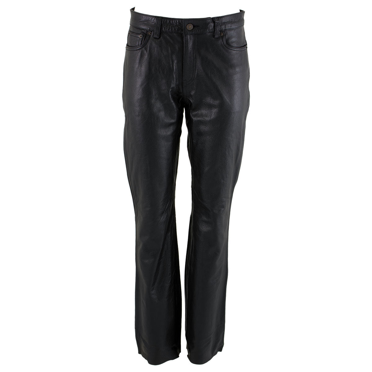 Milwaukee Leather LKM5719 Women's Black Buffalo Leather Motorcycle Riding Pants, Boot Cut, Unhemmed