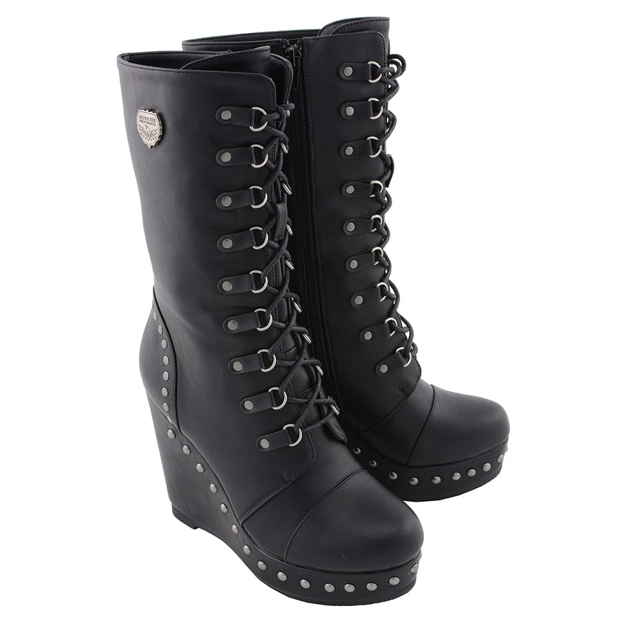 Wedge sales biker boots