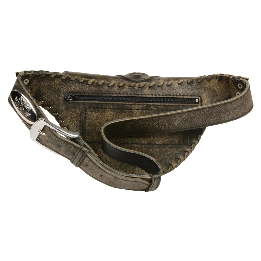 Braided Hip Belt Mp8835 Womens Brown Leather Bag | Milwaukee Purse